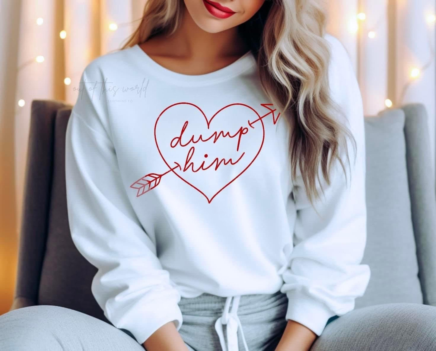 Dump Him, Anti Valentine’s Day sweatshirt, cozy pink sweatshirt